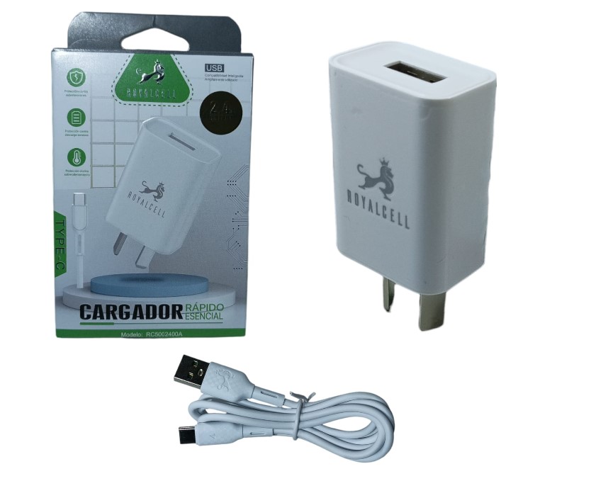CARGADOR TIPO C 2.4A DESMONTABLE ROYALCELL