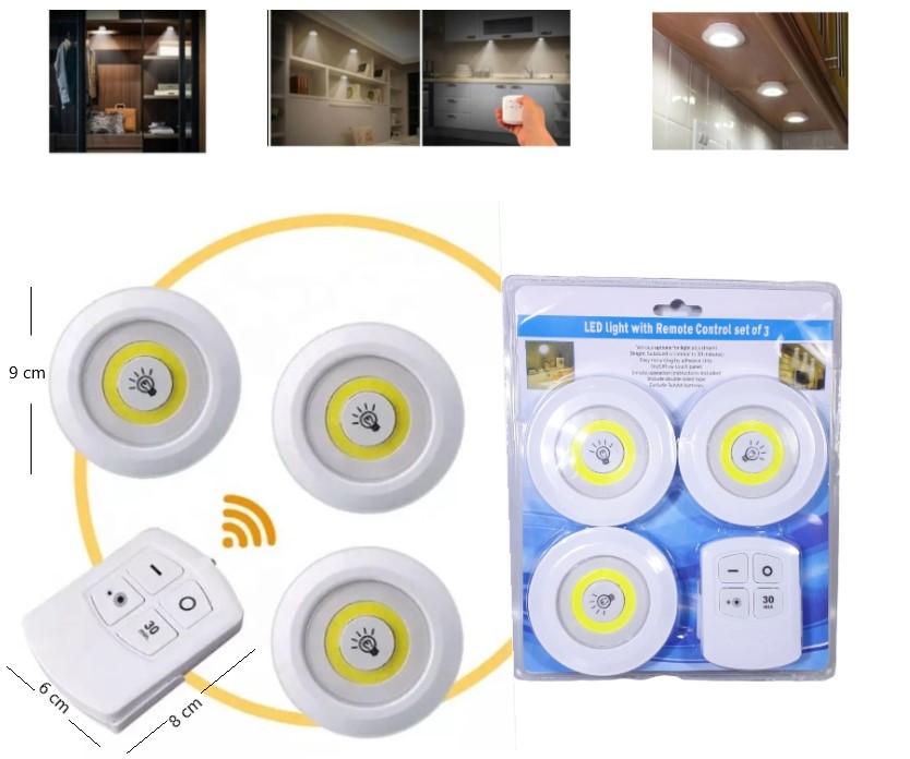 SET LUZ LED PLACARD X3 COB AAA C/CONTROL