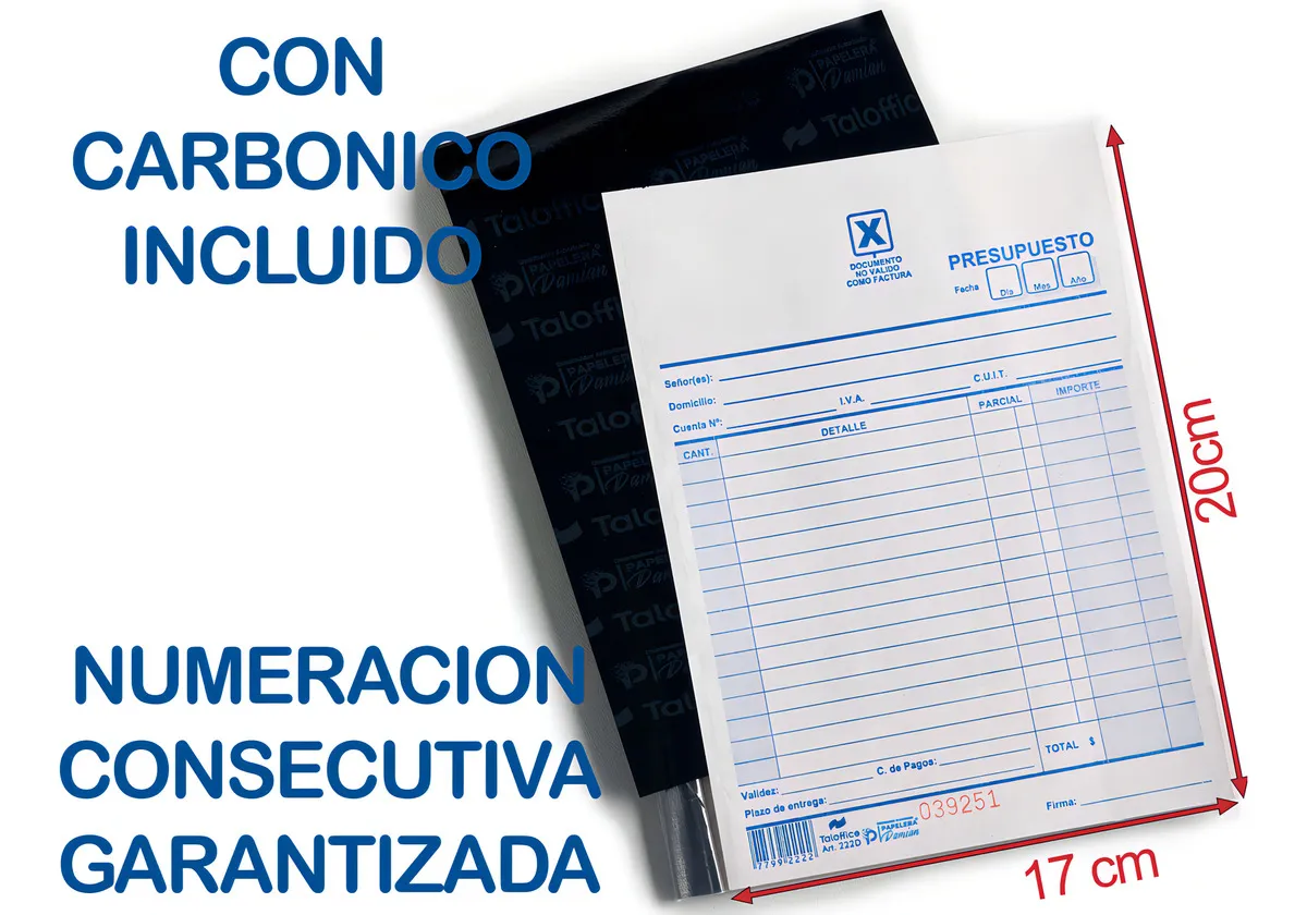 Talonario remito duplicado c/carbónico