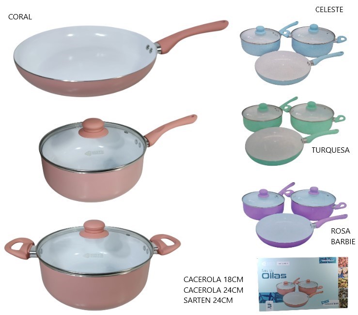 Set de ollas + sartén  colores