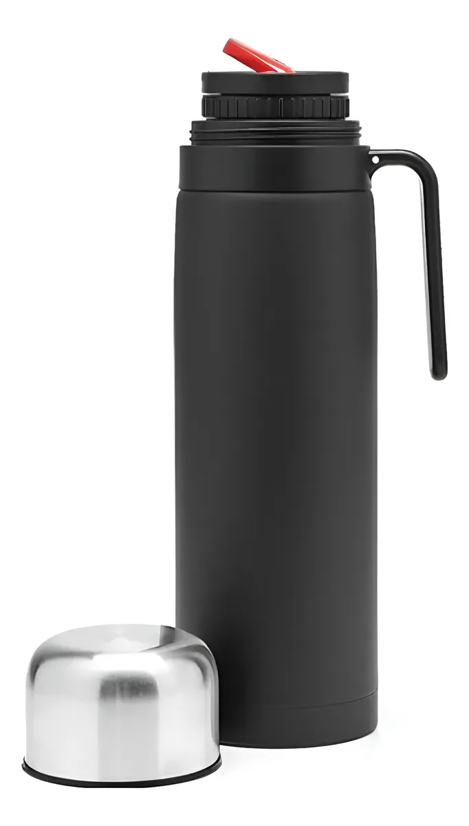 Termo negro 1 litro con pico cebador