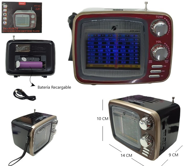 Radio vintage FM, USB, recargable