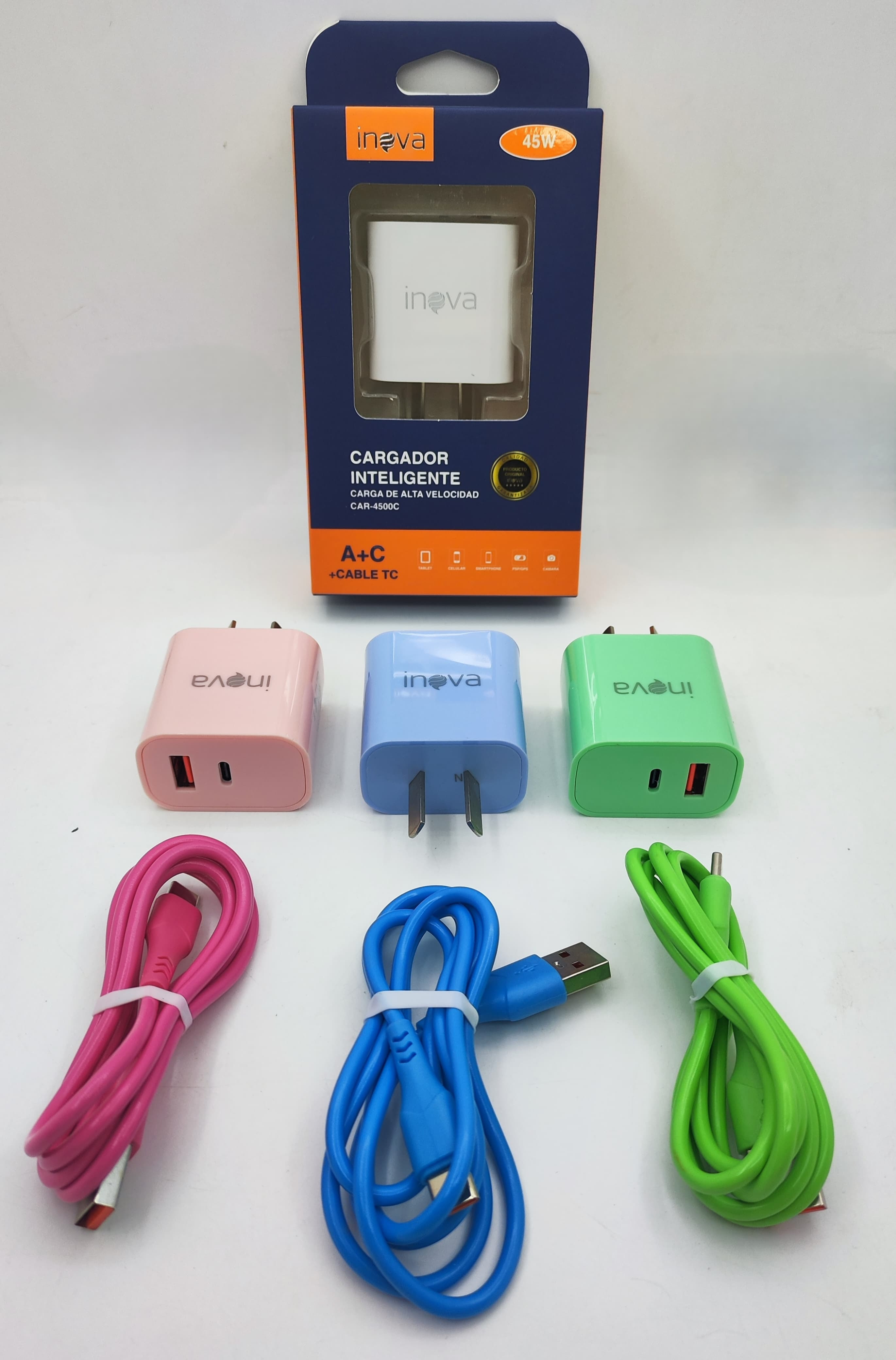 Cargador inova 45w + cable USB a tipo C