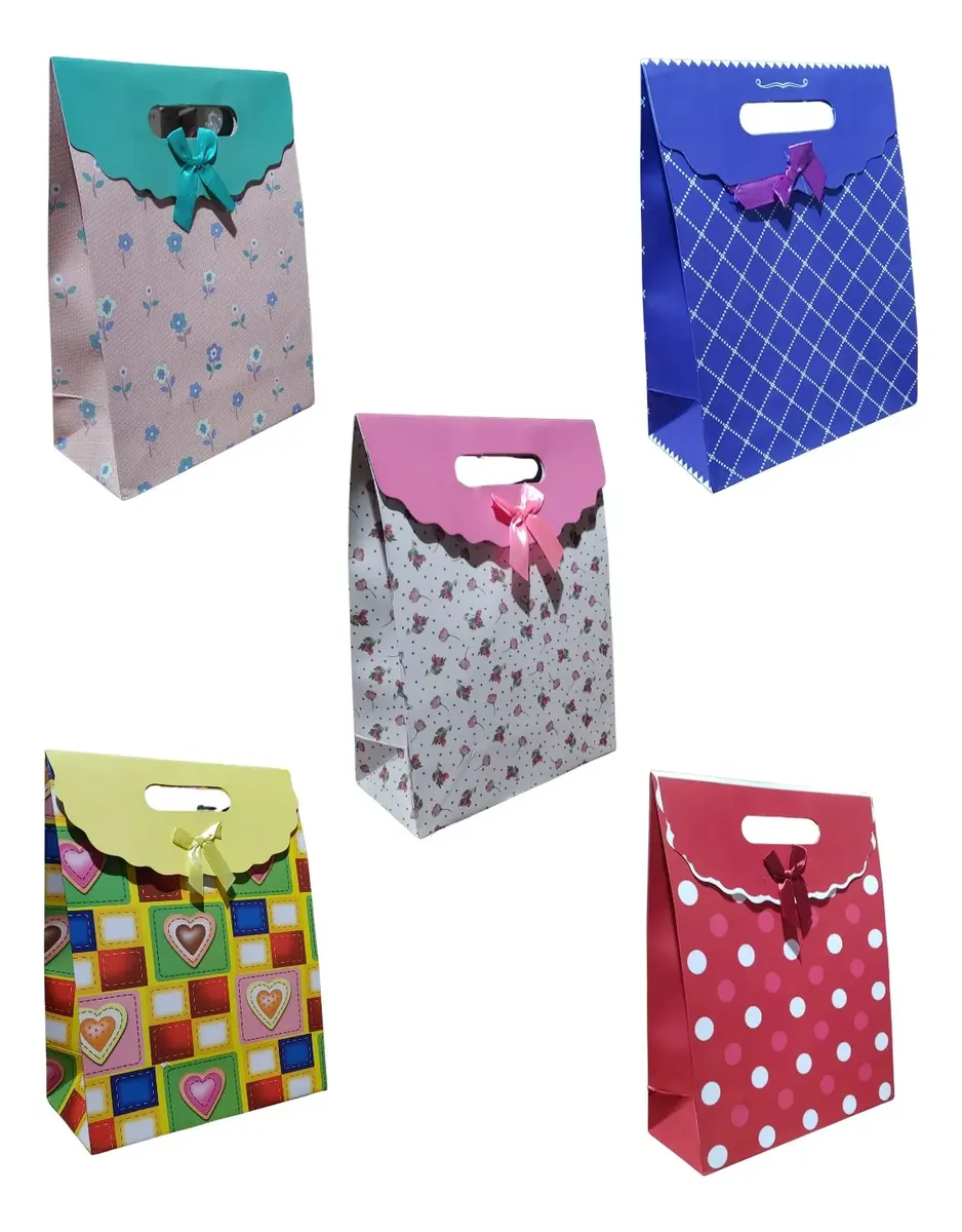 Bolsa papel 10x8  c/abrojo y moño