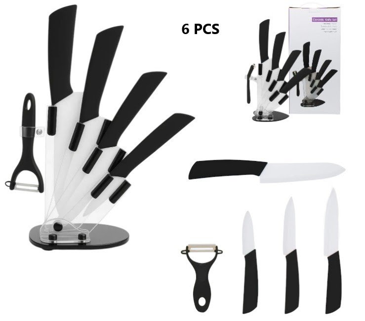 Set de cuchillos de cerámica c/base