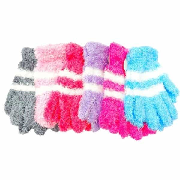 Guante infantil peluche con rayas d-21