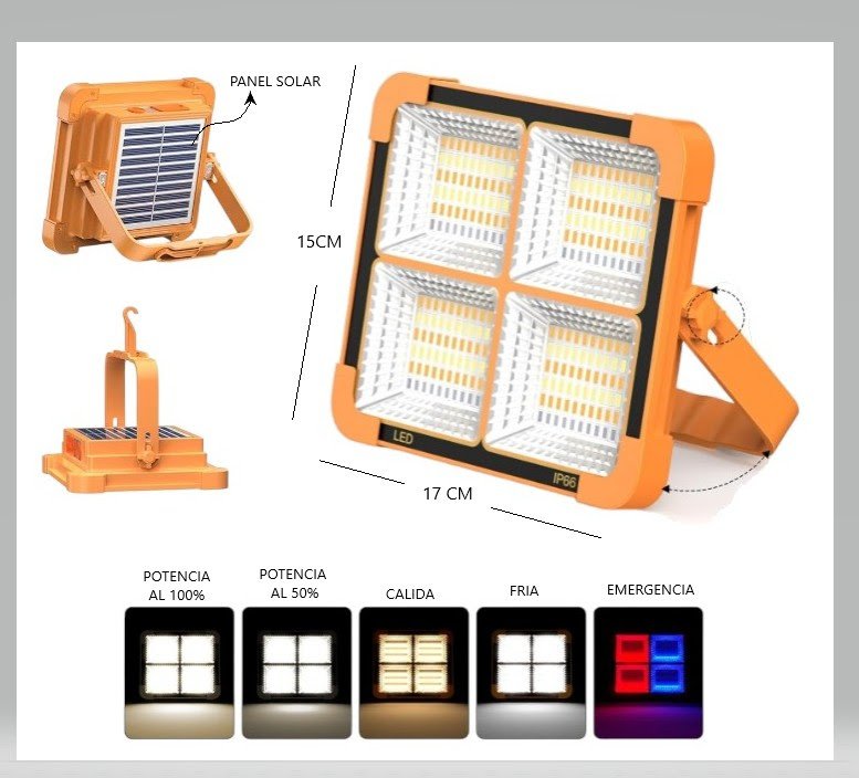 Reflector solar led portátil recargable