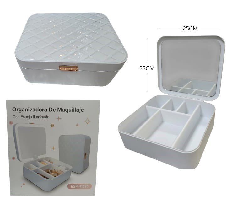 Organizador y espejo led GRANDE 25x25cm