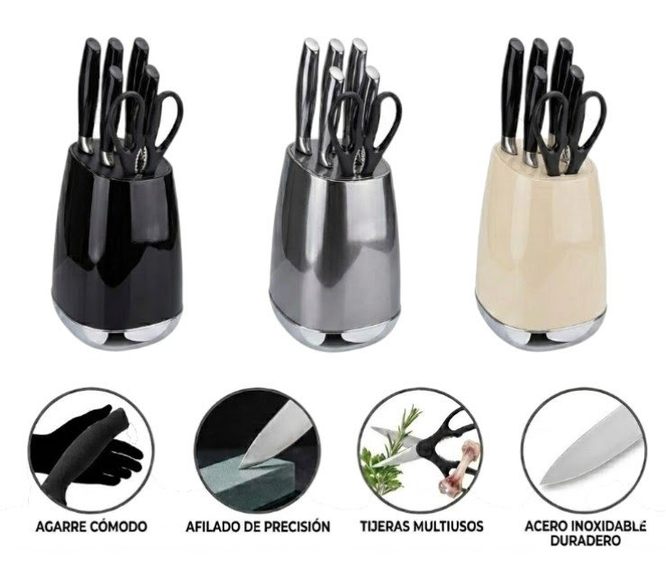 Set de cuchillos con base 7 piezas