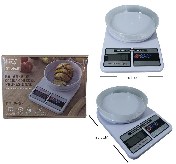 Balanza de cocina con bowl hasta 10 kilos