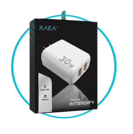 Cargador 2 USB, 1 cable tipo C  30w intensify