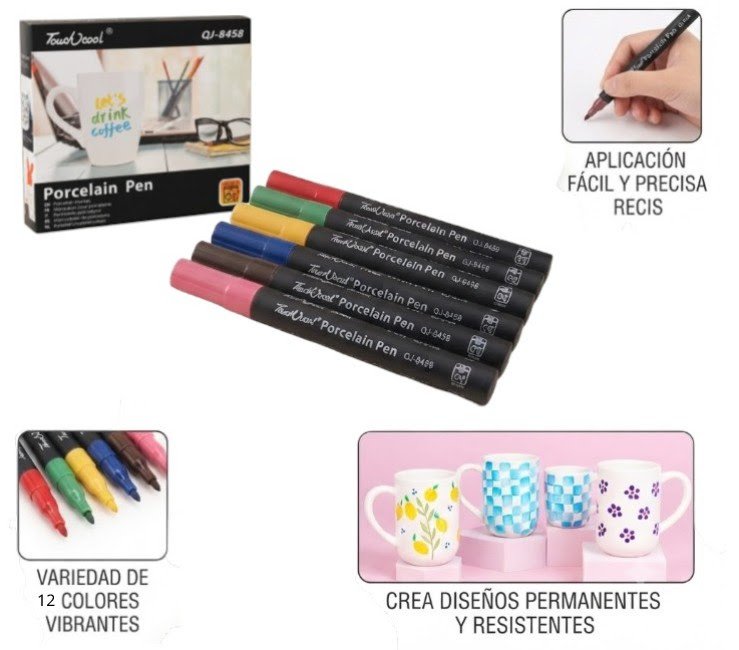 Set 12 marcadores para porcelana