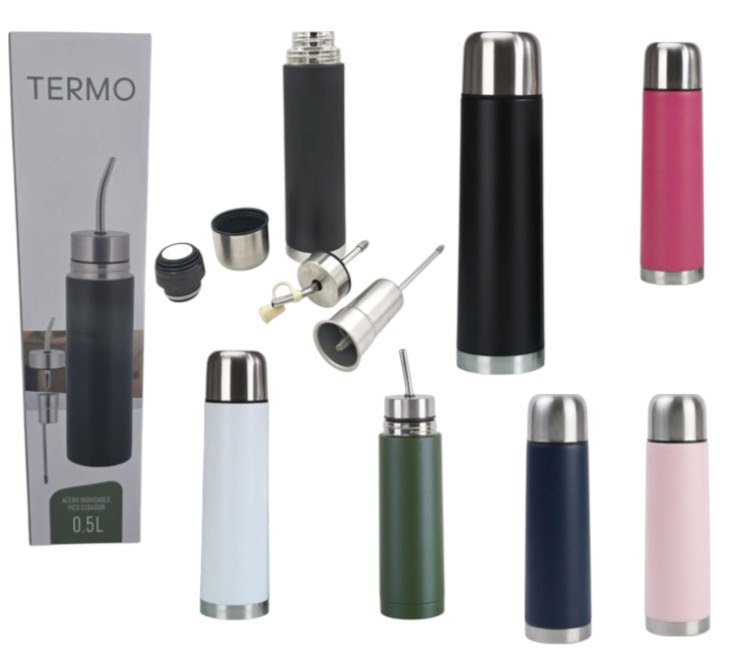 Termo mate listo de metal  750ml